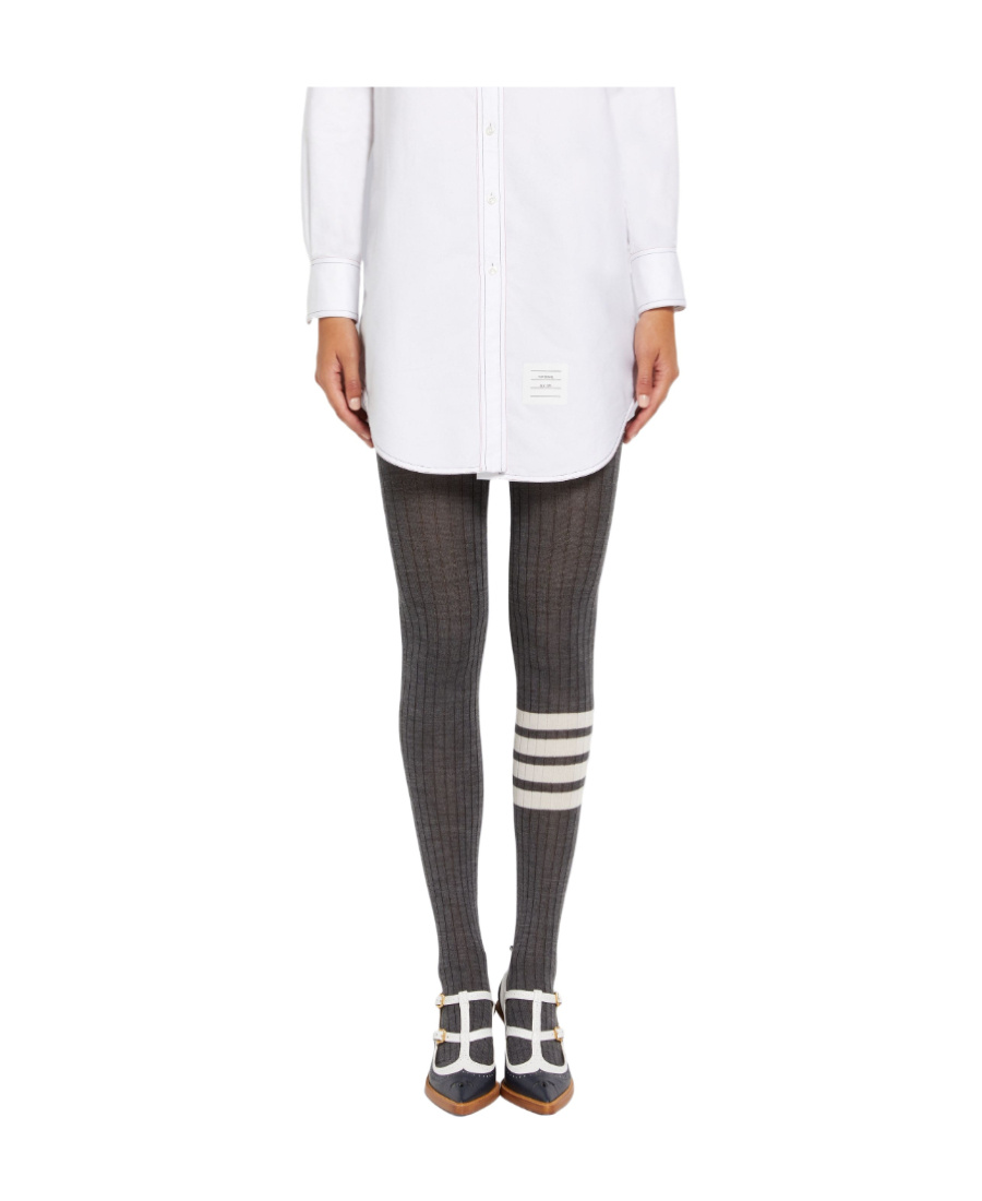 Thom Browne 4-bar Stripe Merino Tights In White