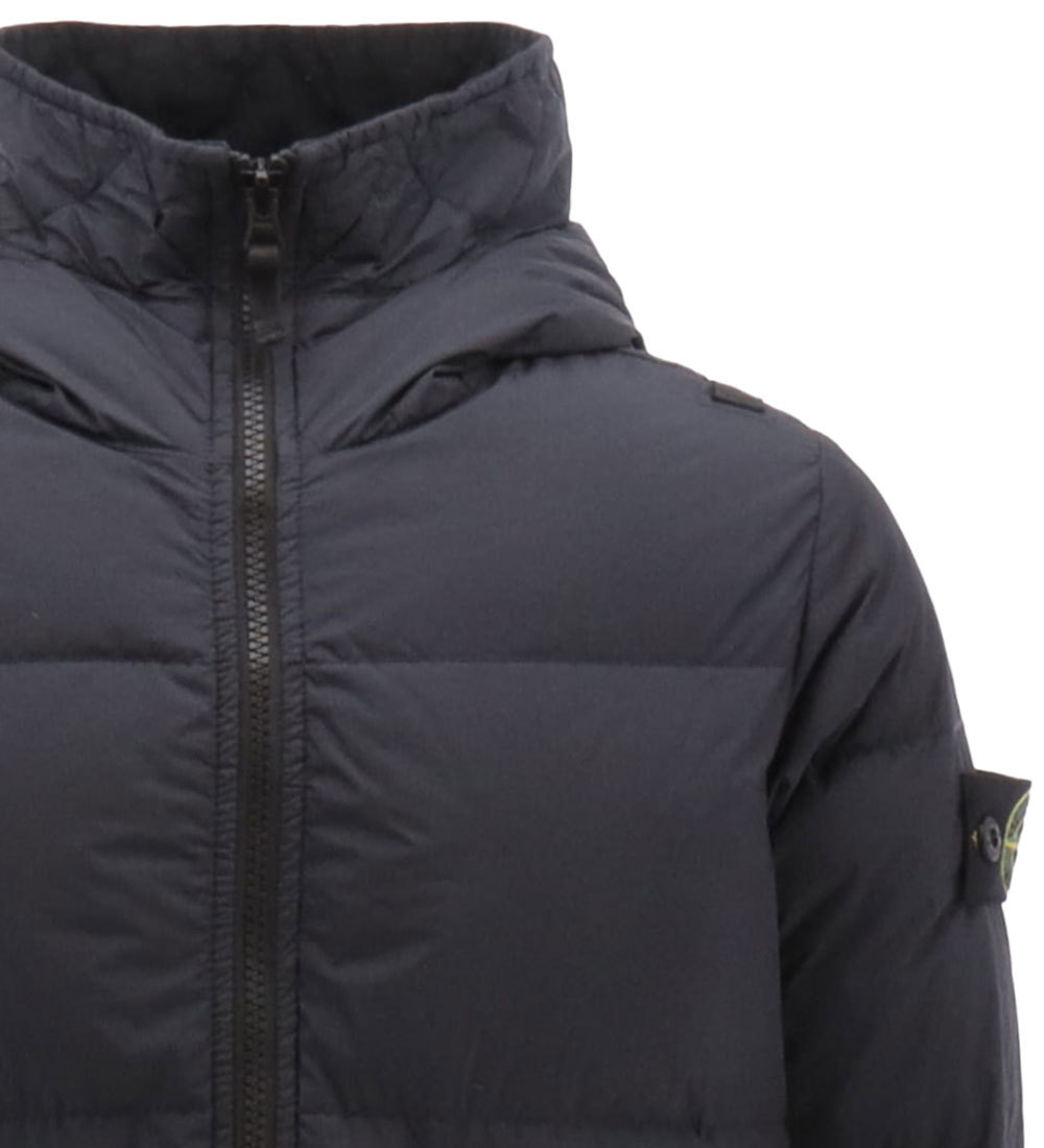Stone Island Compass-badge Hooded Puffer Jacket In Blue