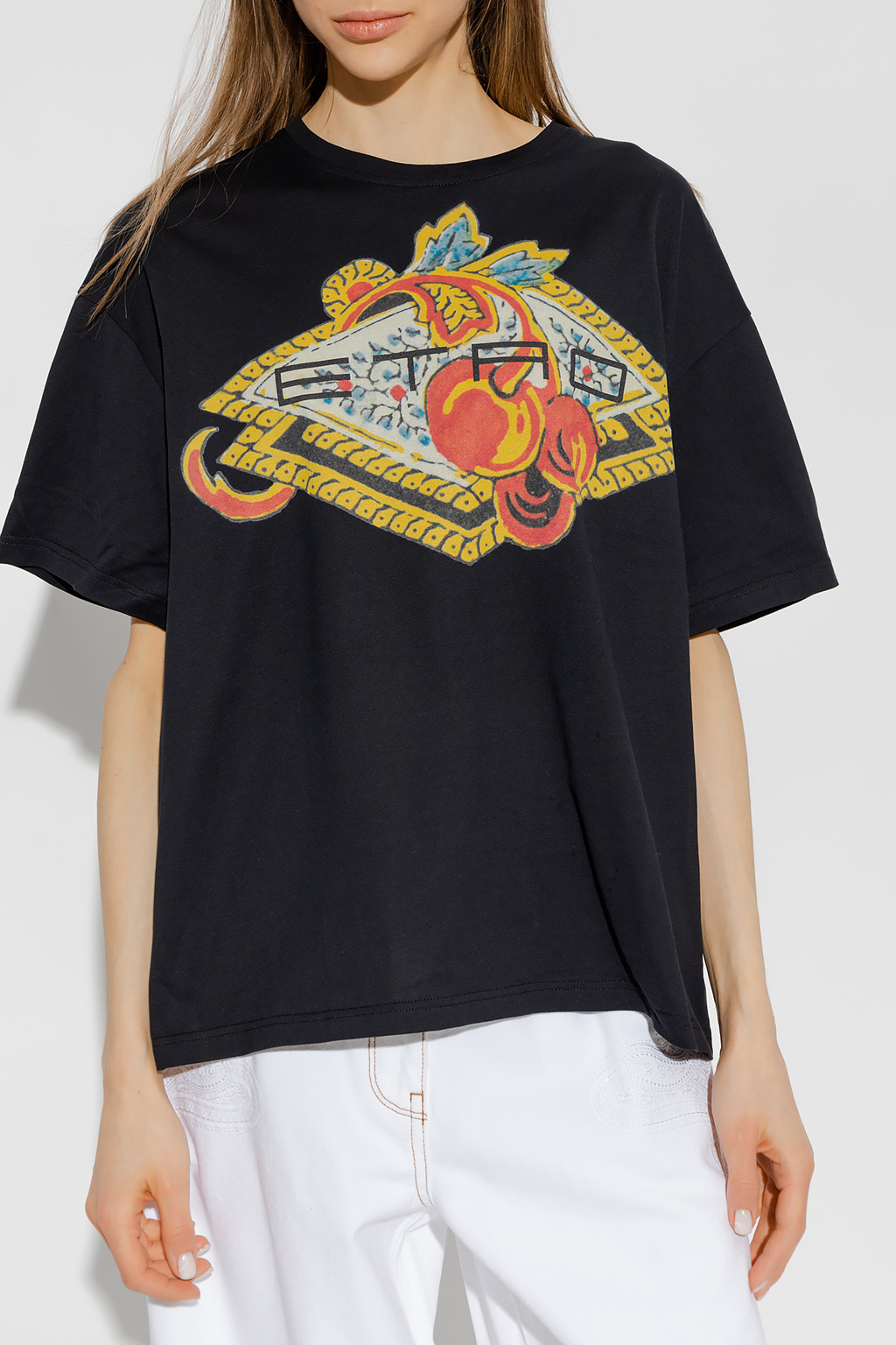Etro T-shirt With Round Neck And Short Sleeves In Black