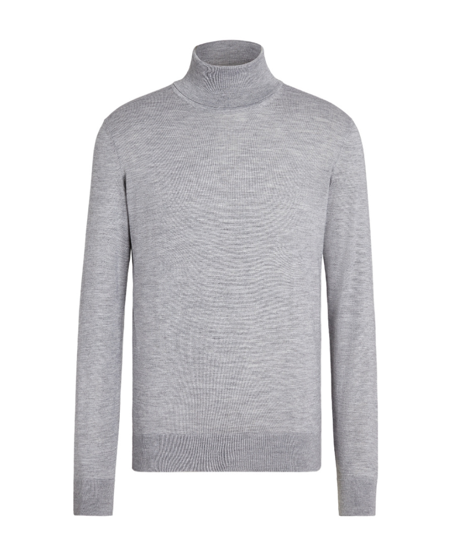 Shop Zegna Long-sleeved High-neck Sweater In Gray