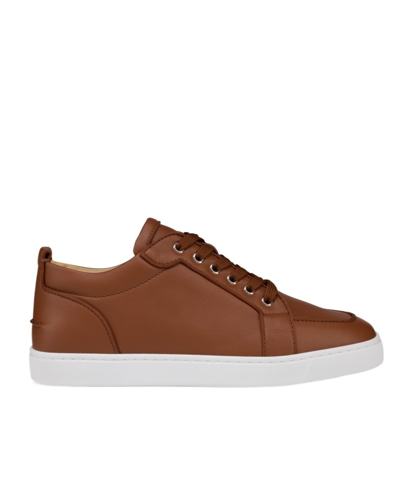 Christian Louboutin Rantulow Orlato Grosgrain-trimmed Full-grain Leather Sneakers In Brown