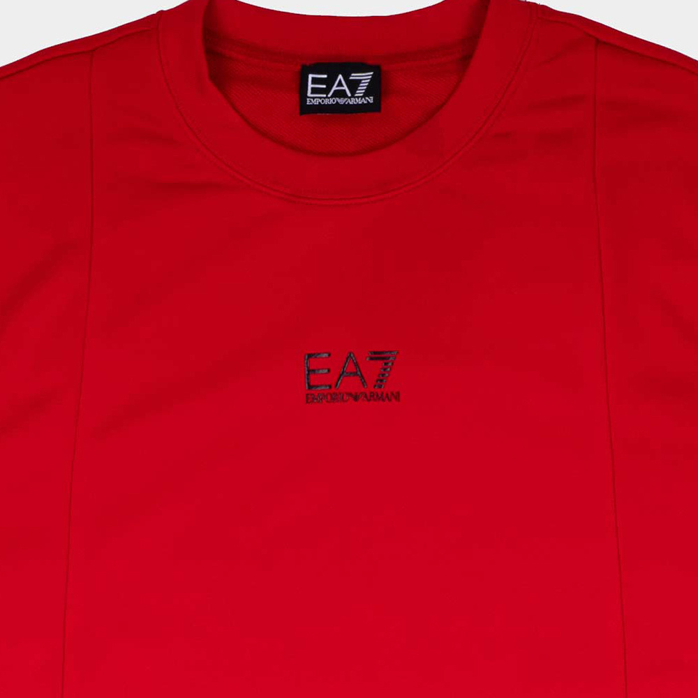 Ea7 Round Collar Long Sleeve Sweater In Red