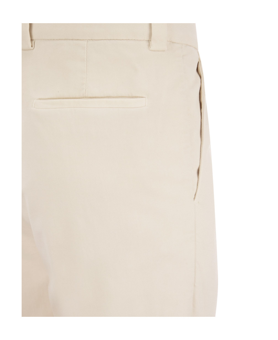 Brunello Cucinelli Leisure Fit Trousers In Garment Dyed Cotton Corduroy With Double Darts In White