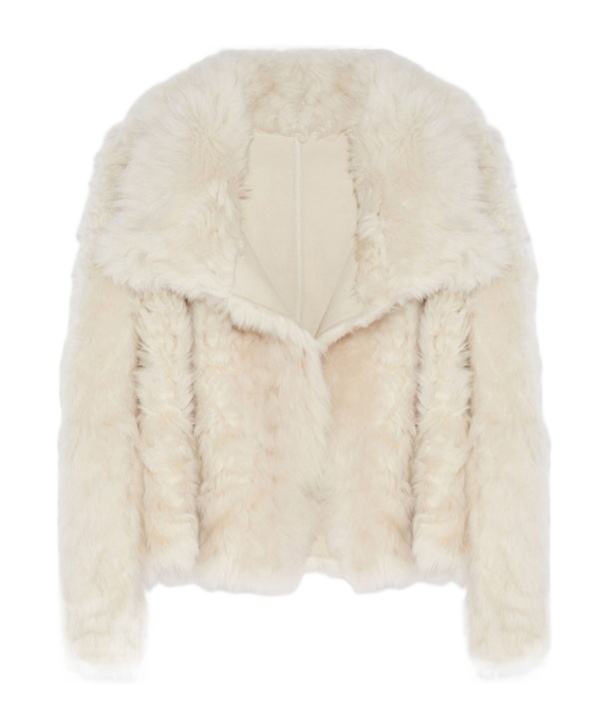 Yves Salomon Short Jacket In Toscana Lambskin In White