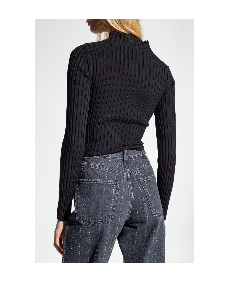Stella Mccartney Ribbed Long-sleeved Top In Black