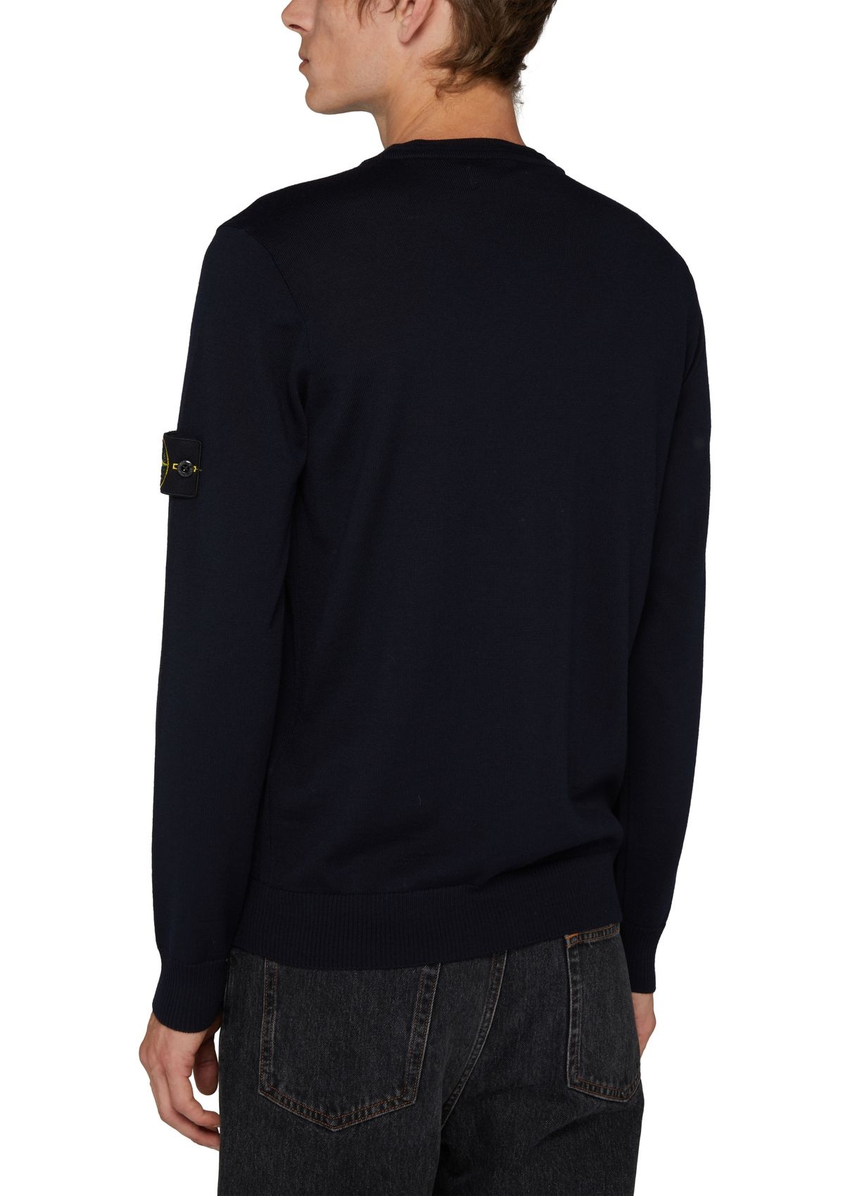 Shop Stone Island Logo Sticker Sweater In Black