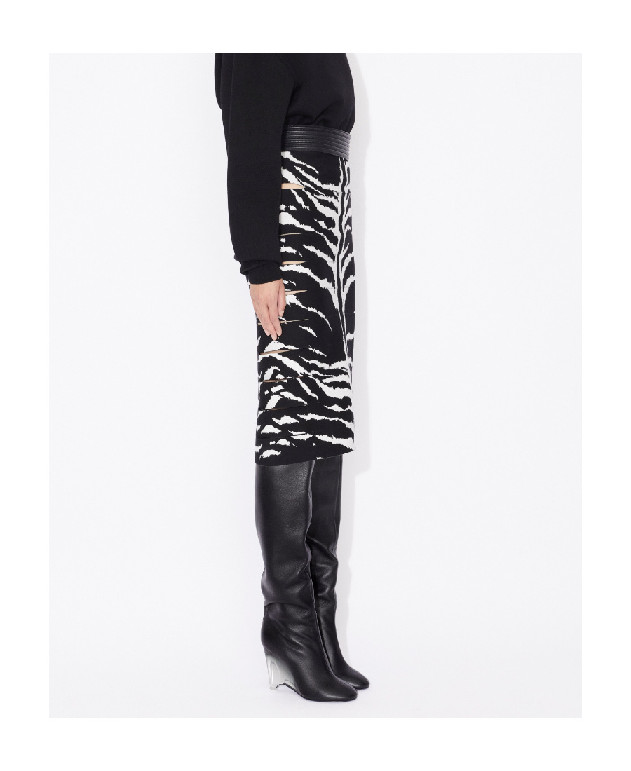 Shop Alaïa Zebra-jacquard Pencil Skirt In Black