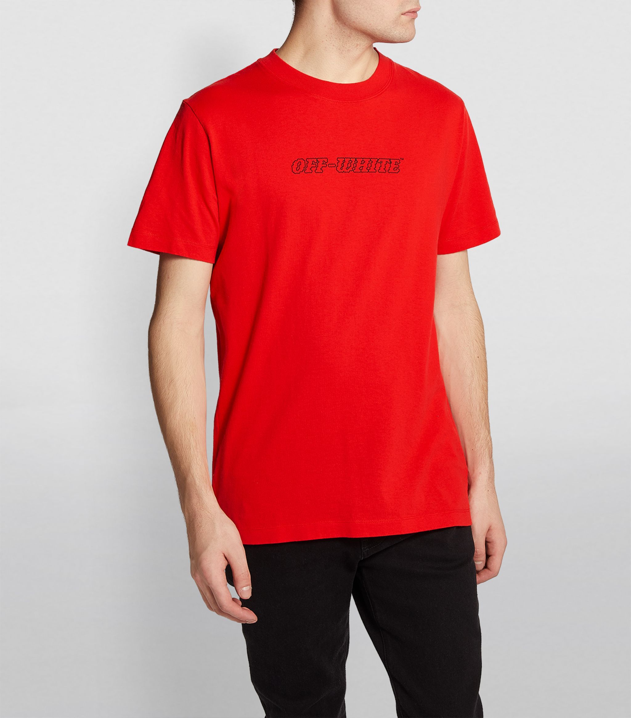 Off-white Logo-print Short-sleeve T-shirt In Red