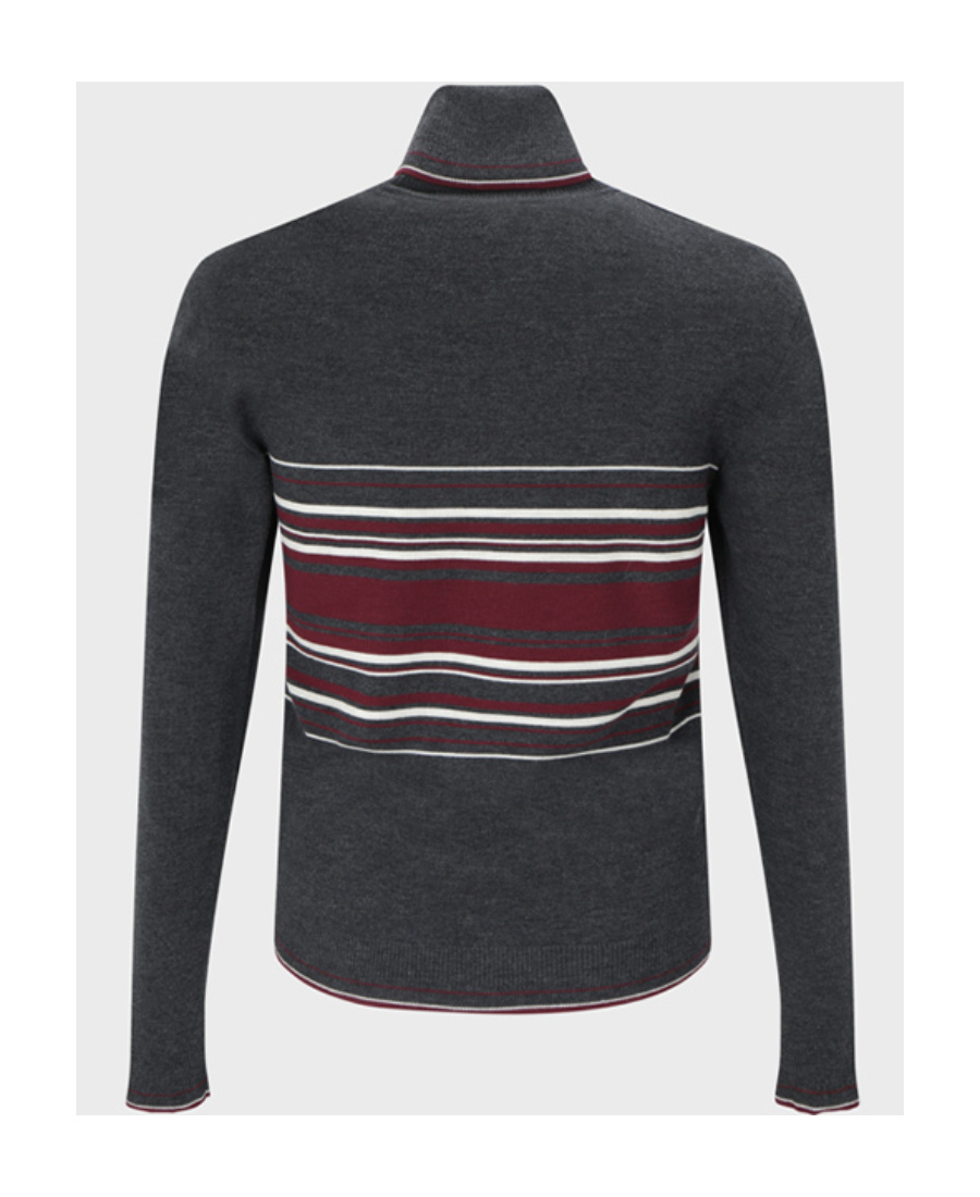 Dolce & Gabbana Turtleneck Virgin Wool Sweater With Unbalanced Stripe Motif In Black