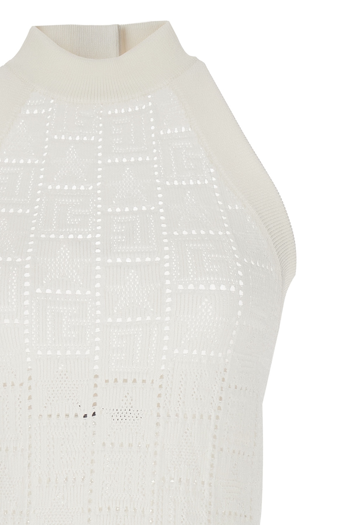 Balmain Halterneck Star Monogram Mesh Knit Dress In White