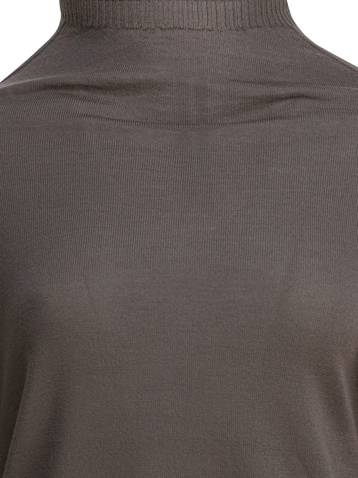 Rick Owens Ribbed High-neck Sweater In Brown