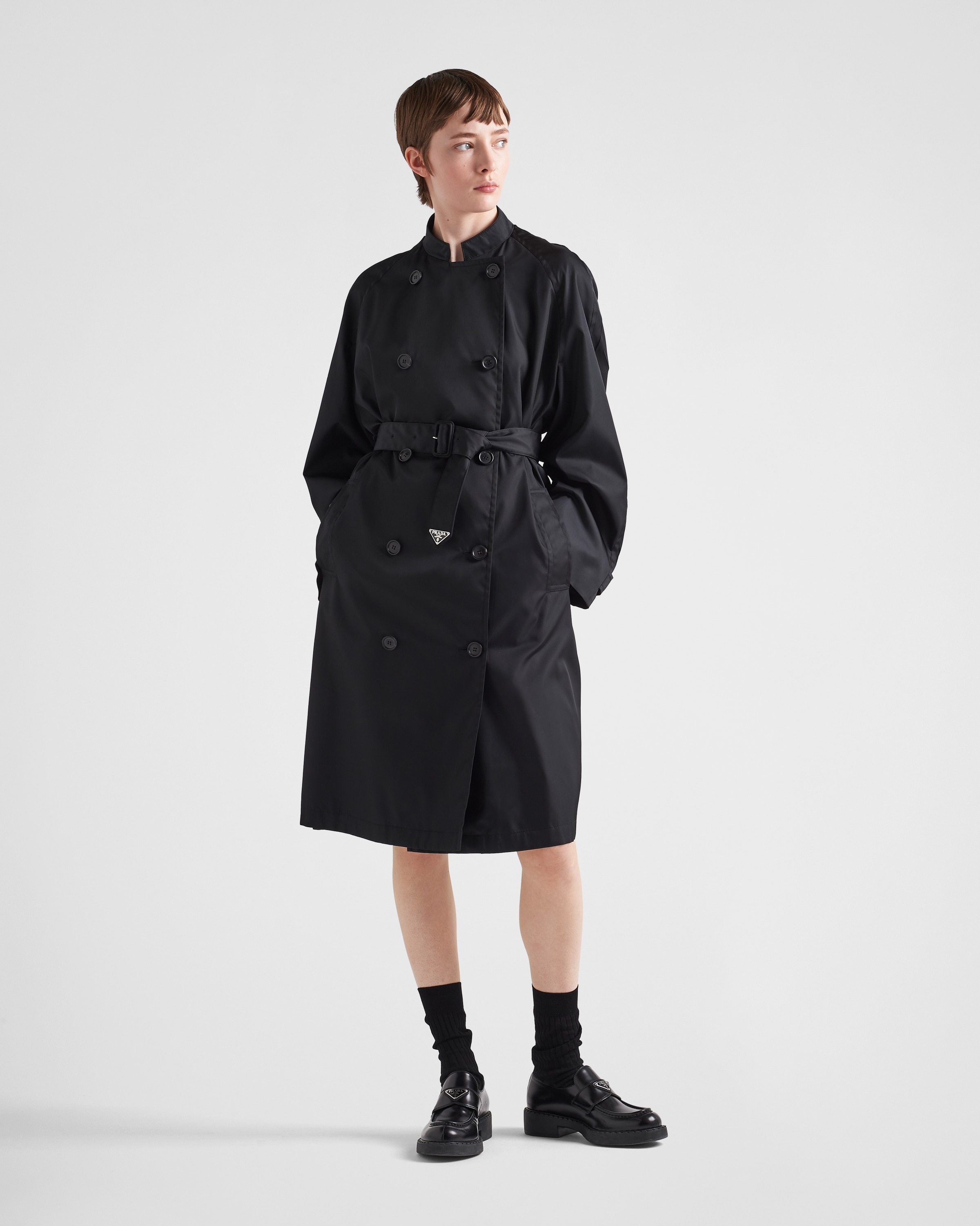 Shop Prada Re-nylon Raincoat In Black