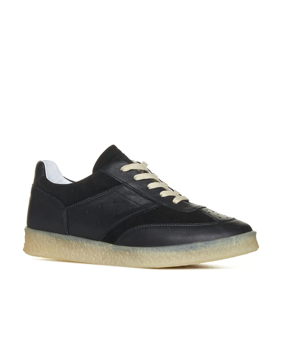 Mm6 Maison Margiela Lace Up Leather Sneakers In Black