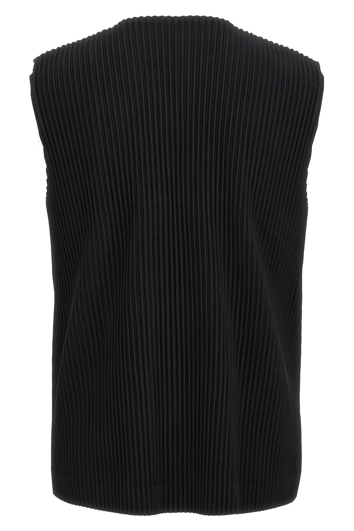 Issey Miyake Pleated Button-down Waistcoat In Black