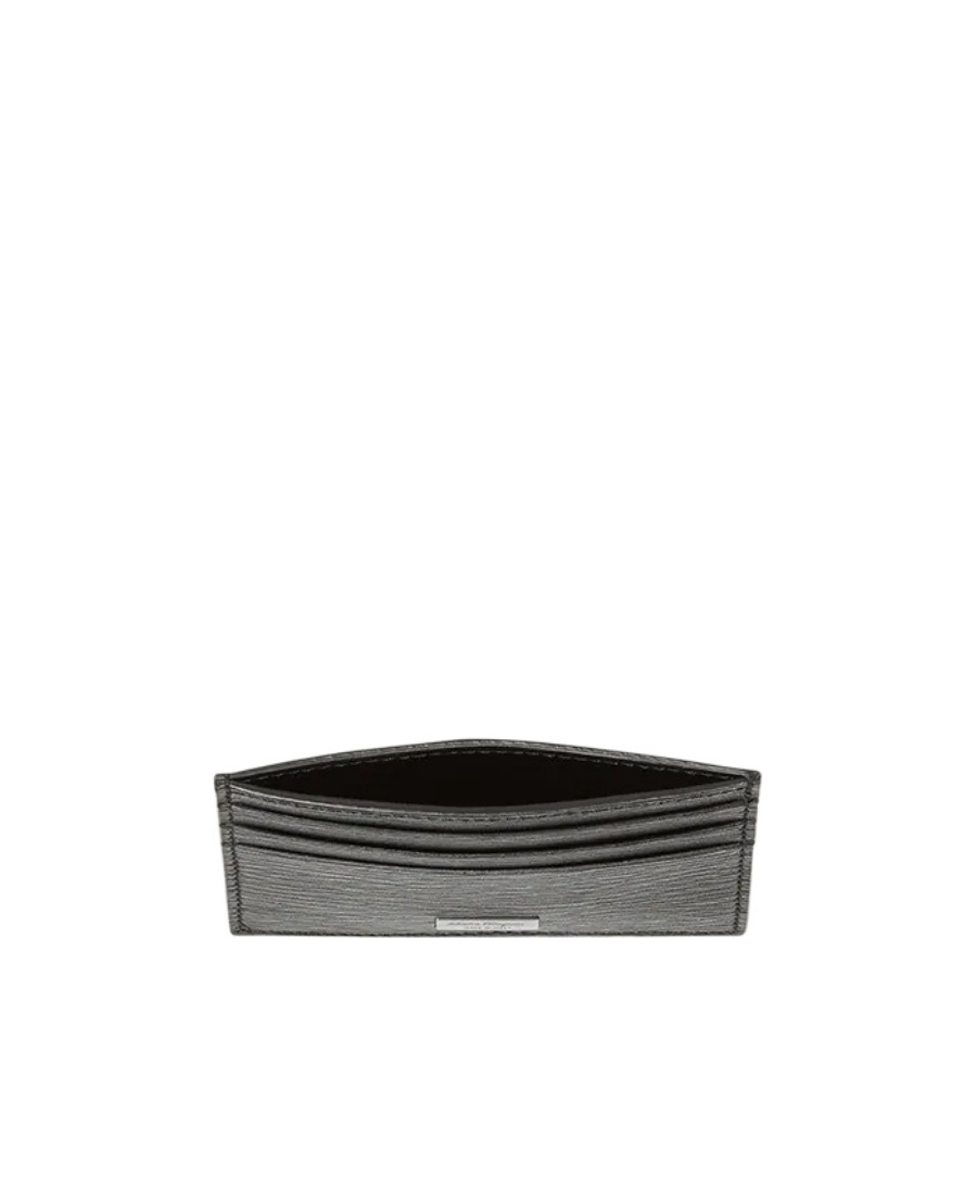 Ferragamo Textured Leather Cardholder In Black