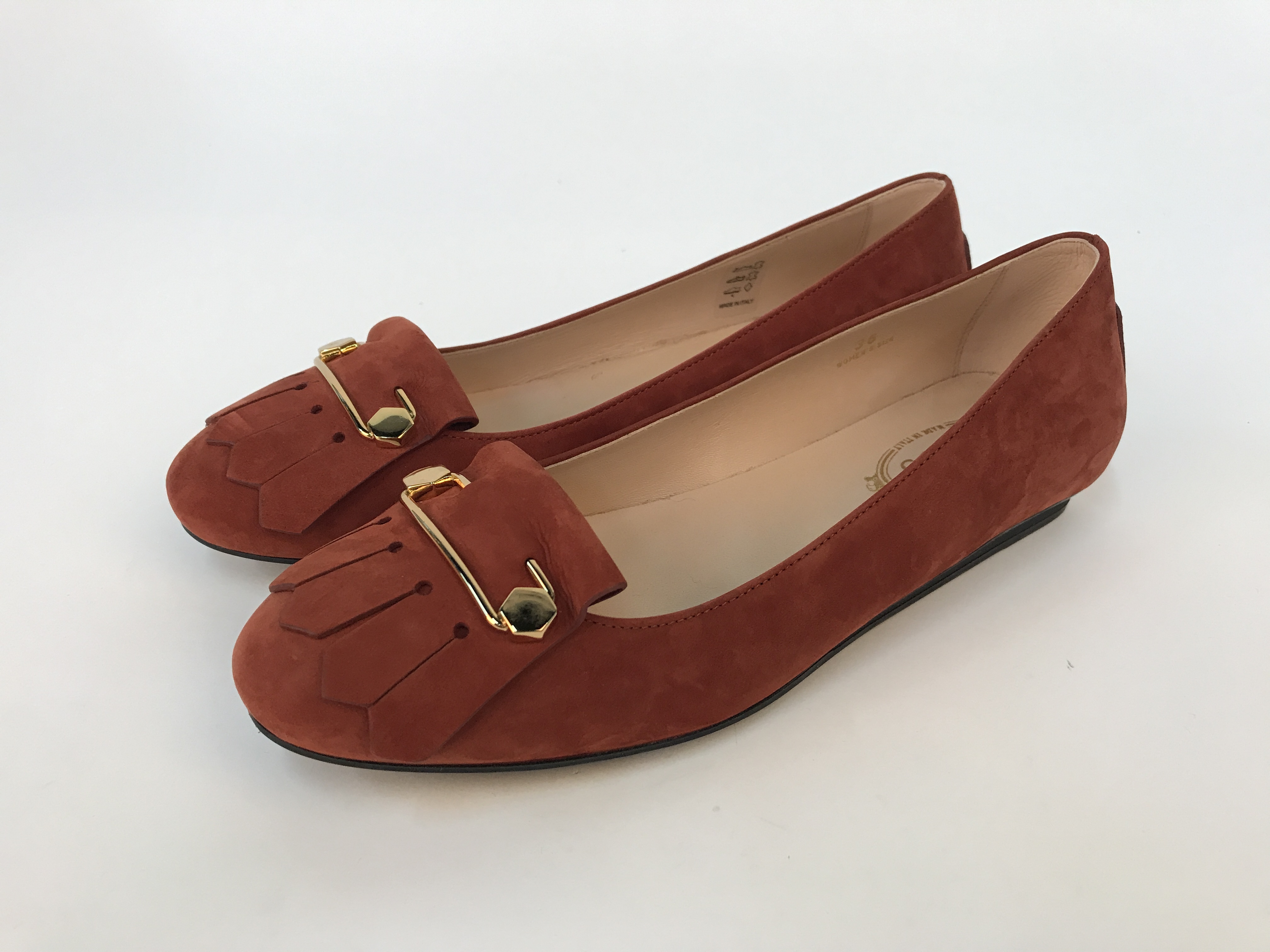 Shop Tod's Logo Details Ballet Shoes In Brown