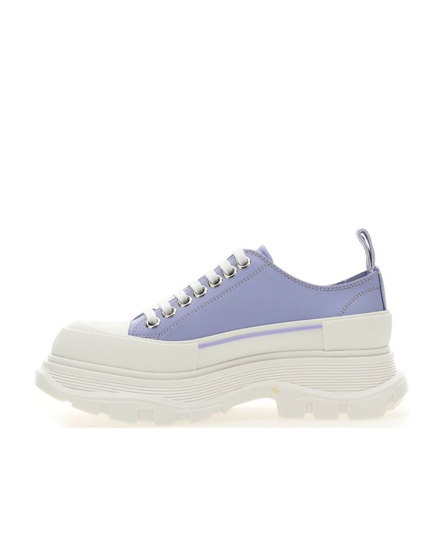 Alexander Mcqueen Light Purple Leather Tread Slick Sneakers In White