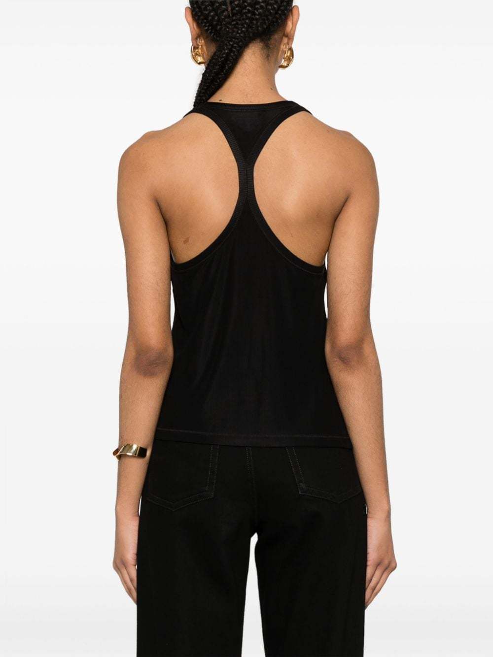 Shop Tom Ford Ribbed-knit Racerback Top In Black