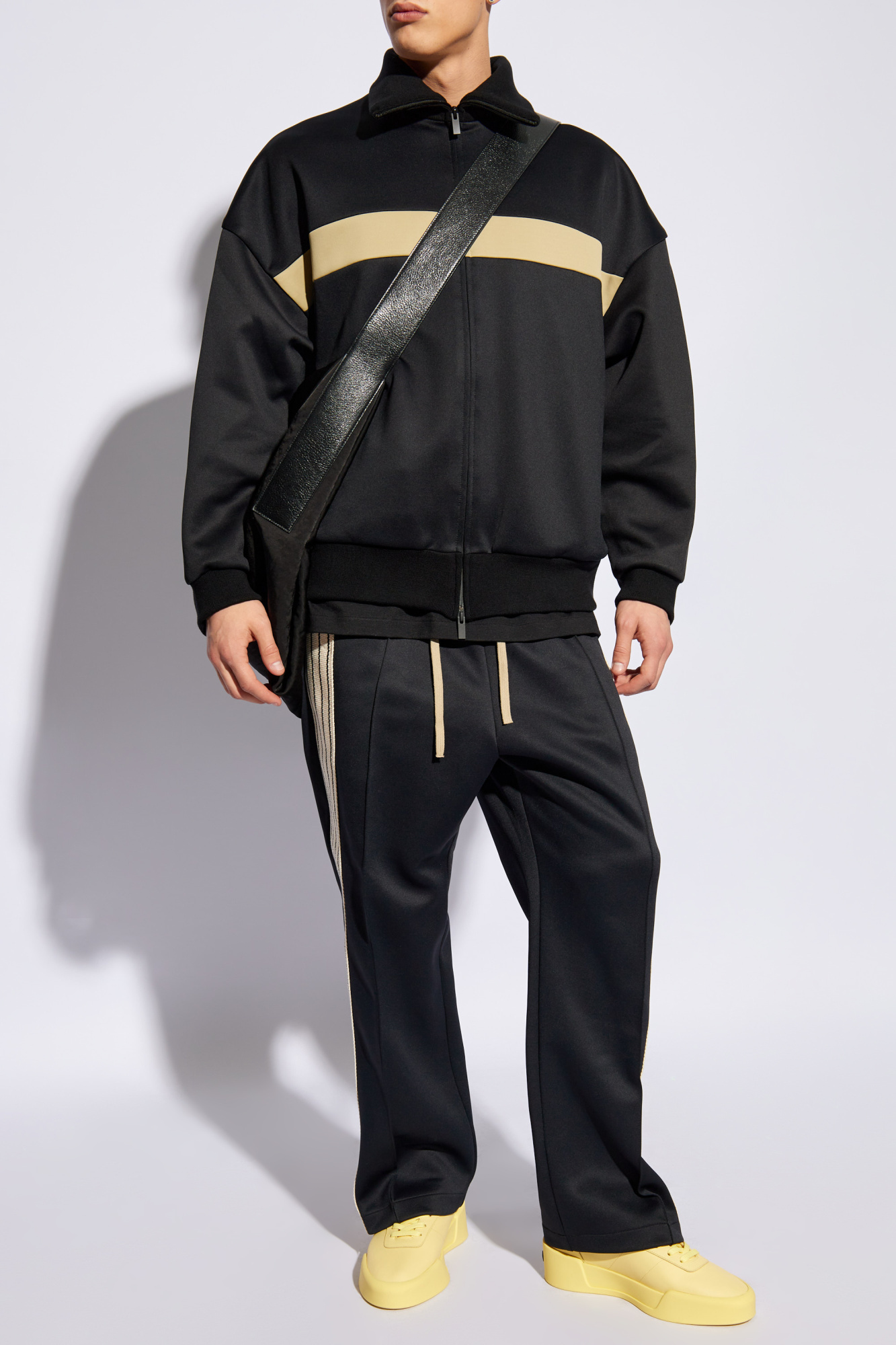 Fear Of God Stripe Zip-up Jacket In Black