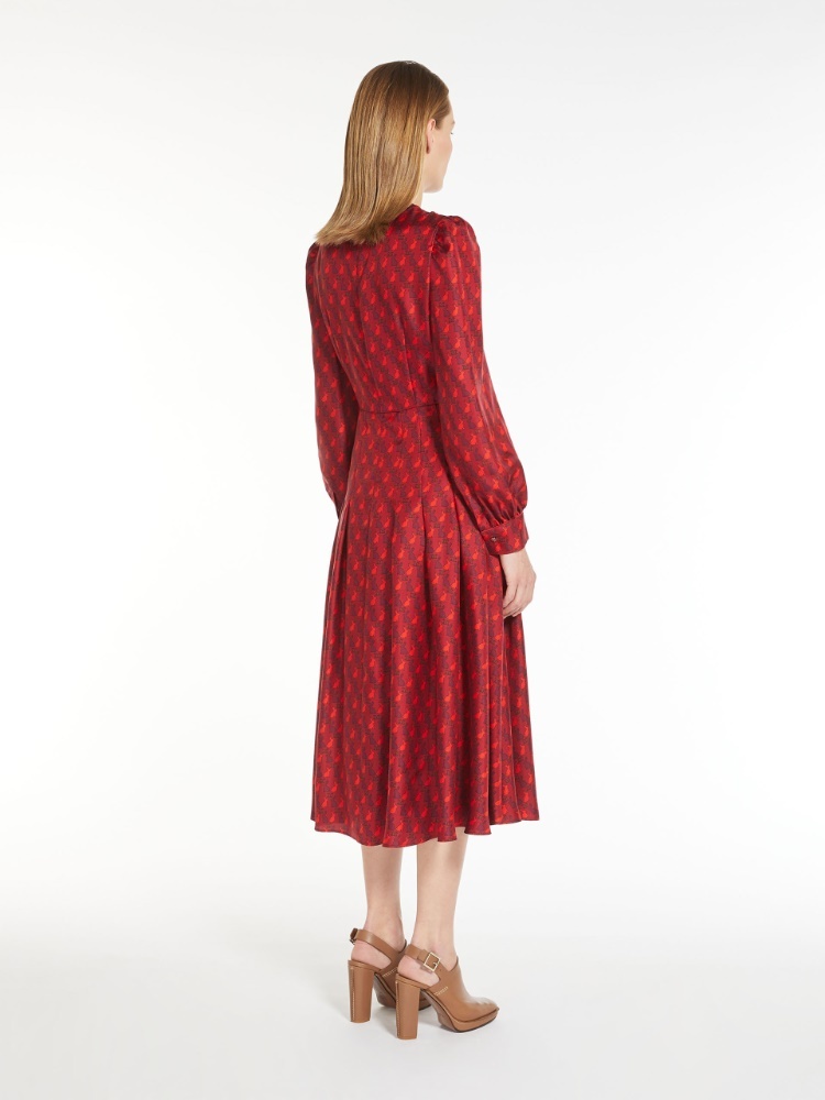 Max Mara Printed Silk Dress In Red
