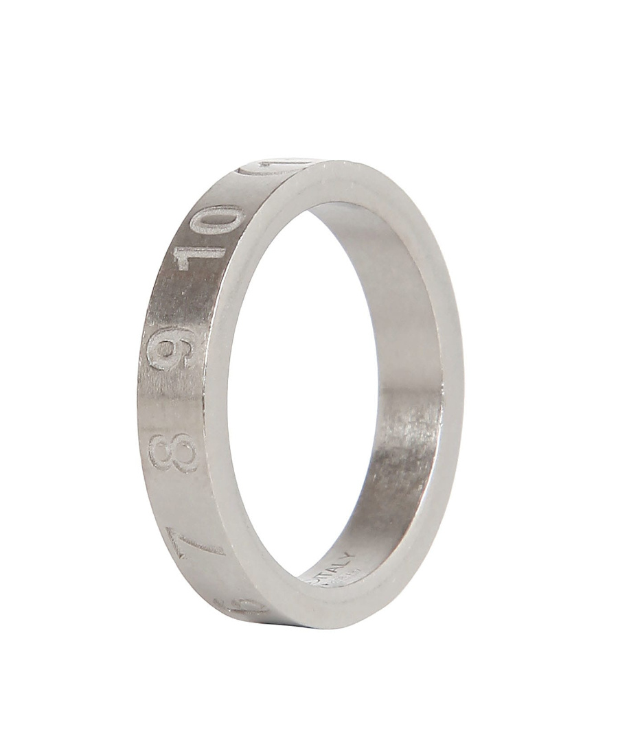 Maison Margiela Number-engraved Brushed Silver Ring In White