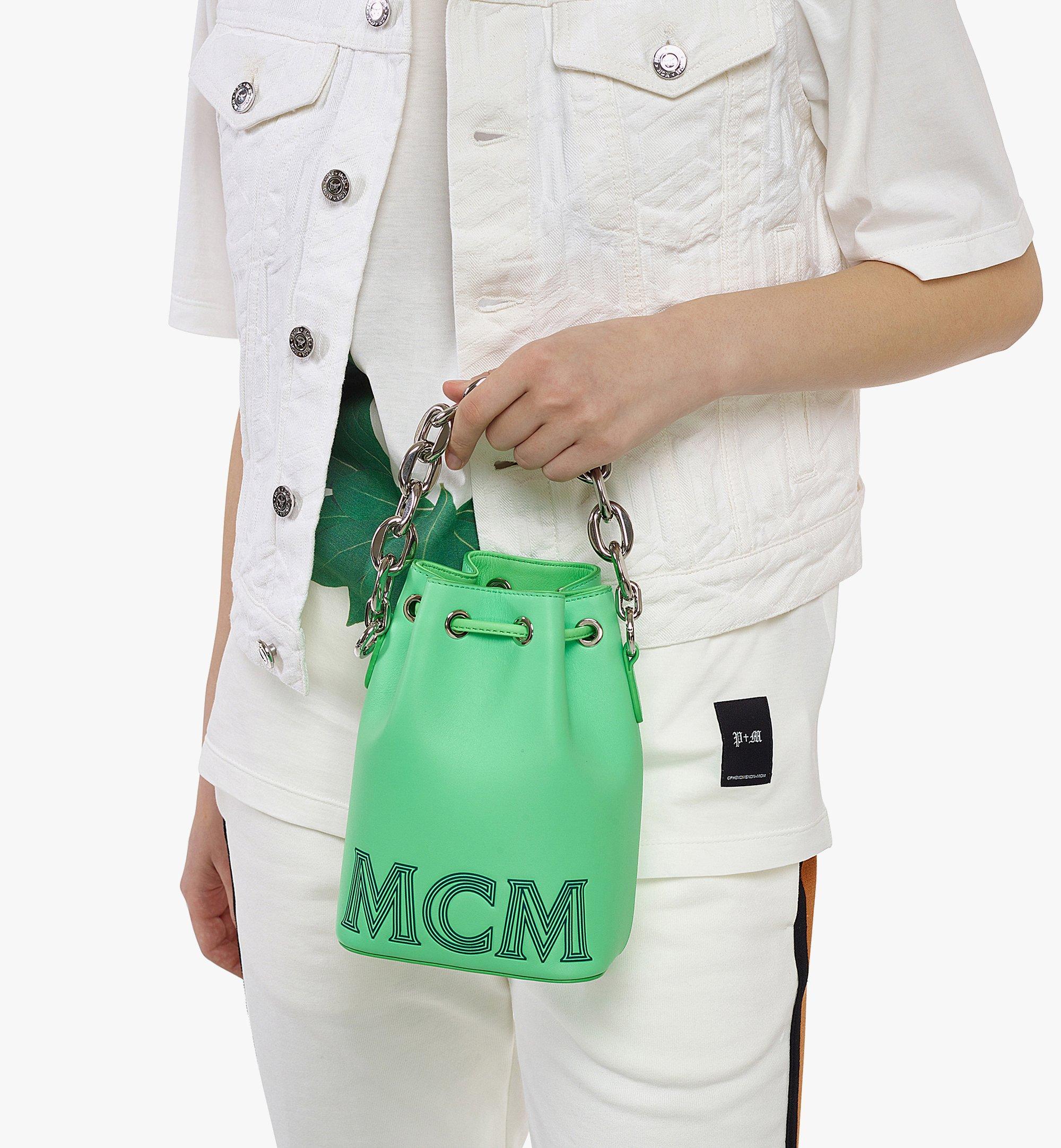 Shop Mcm Logo-print Chain-link Bag In Green