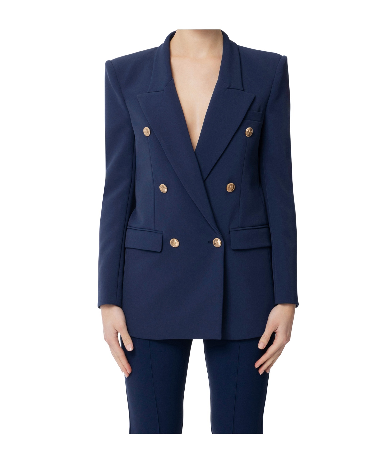 Elisabetta Franchi Long-sleeved Suit Coat In Blue