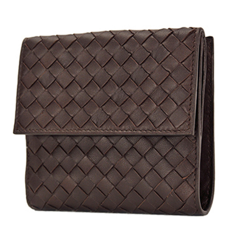 Bottega Veneta Weave Detail Short Purse In Brown