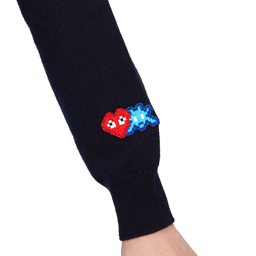 Comme Des Garçons Play Logo-patch Wool Cardigan In Blue