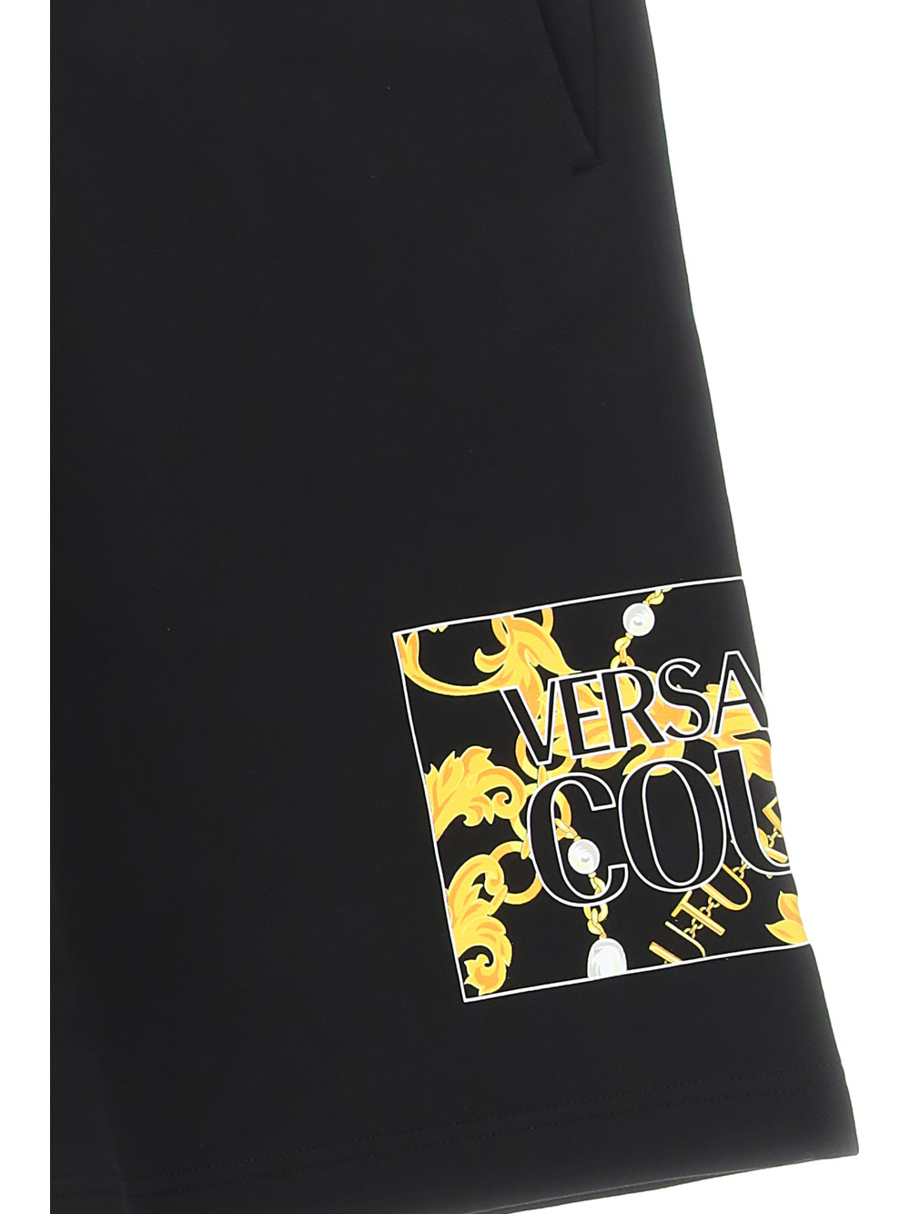Versace Jeans Barocco-print Cotton Shorts In Black