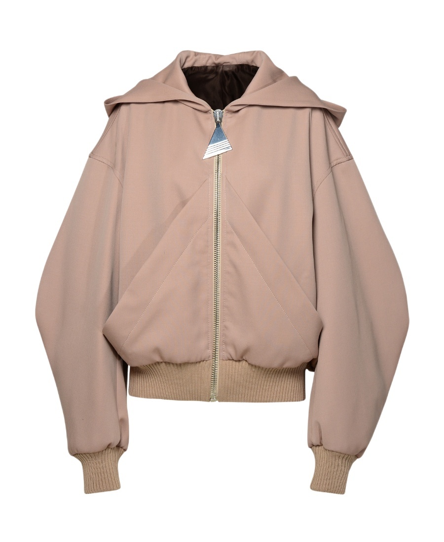 Attico Oversized Hooded Bomber Jacket In Nude