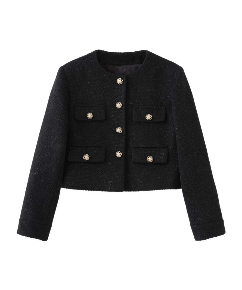 Marissa Chiara Long-sleeved Casual Jacket In Black