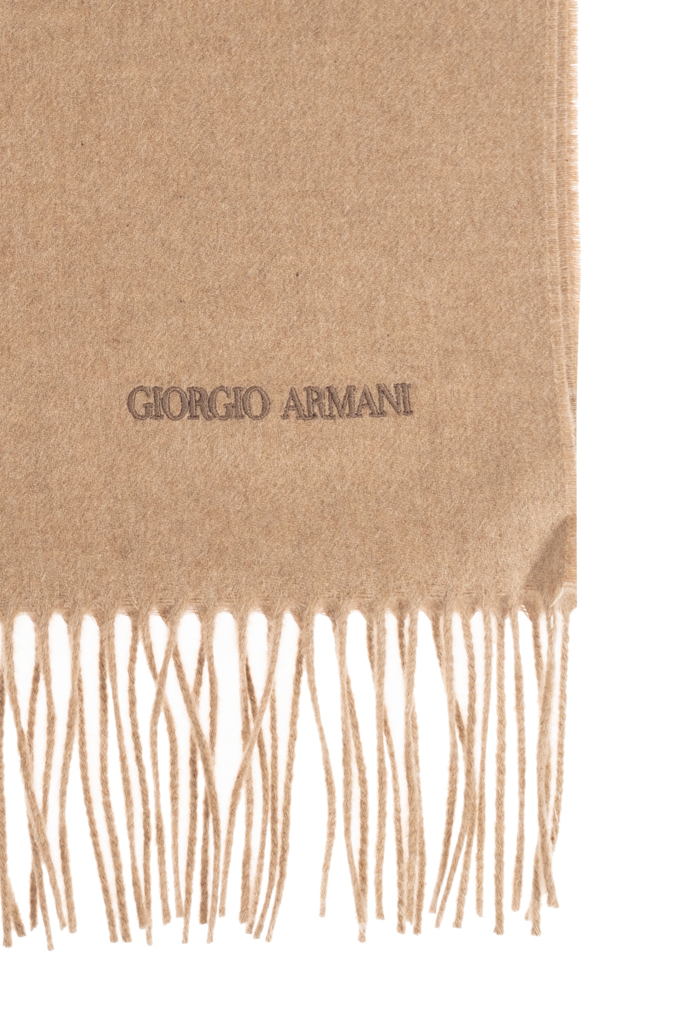 Giorgio Armani Fringed Scarf In Brown