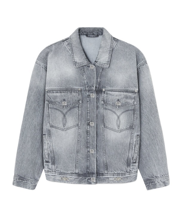 Versace Gray Oversized Denim Jacket In Gray