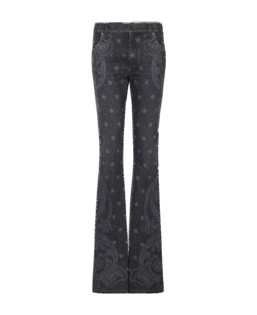 Balmain Star-print Bootcut Mid-rise Jeans In Black
