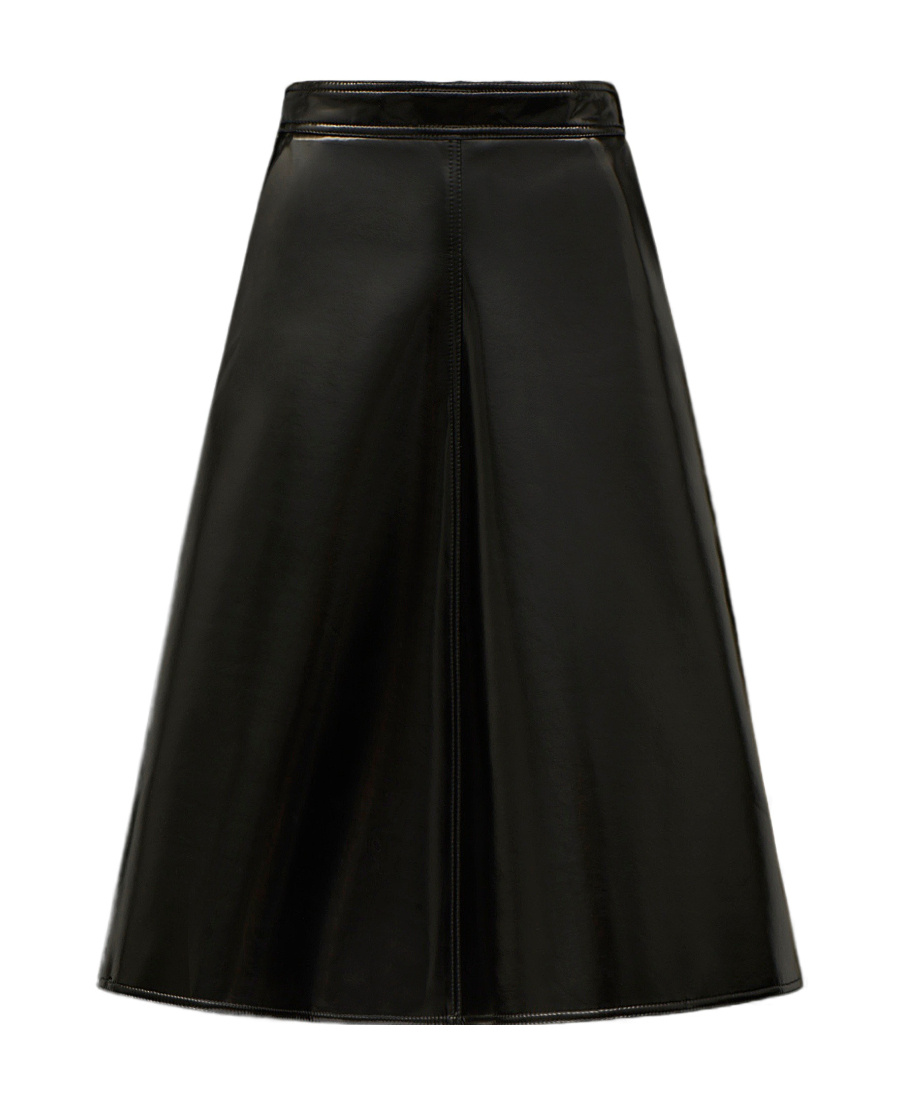 Moncler High-shine A-line Skirt In Black