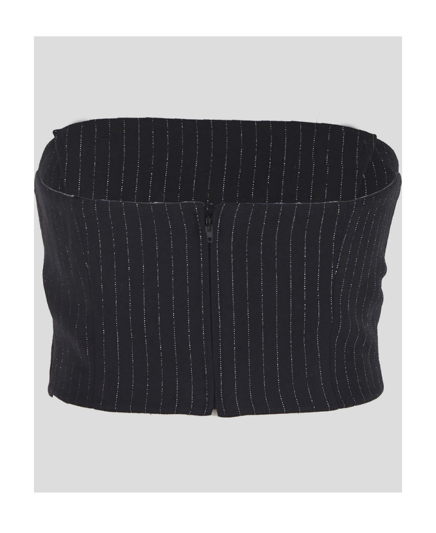 Alessandra Rich Pinstripe Strapless Bandeau Top - Women's - Virgin Wool/polyester/polyamide/viscosepolyamidespandex/ In Black