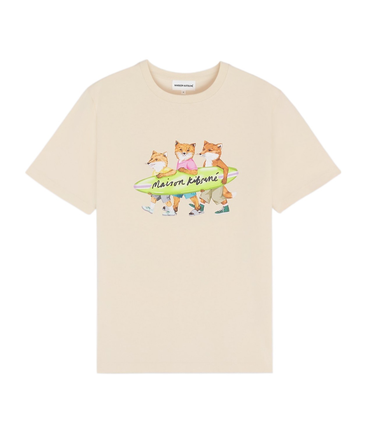 Shop Maison Kitsuné Surfing Foxes Comfort T-shirt In Nude