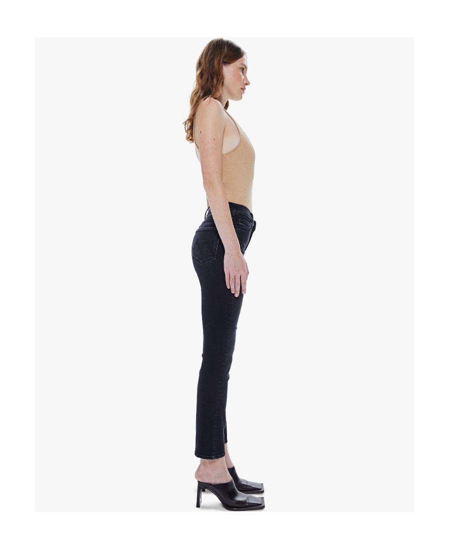 Mother Mid-waist Ankle Jeans In Black