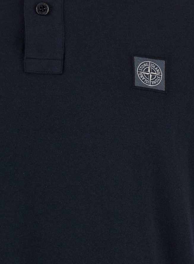 Shop Stone Island Logo Patch Short Sleeved Polo Shirt In Blue