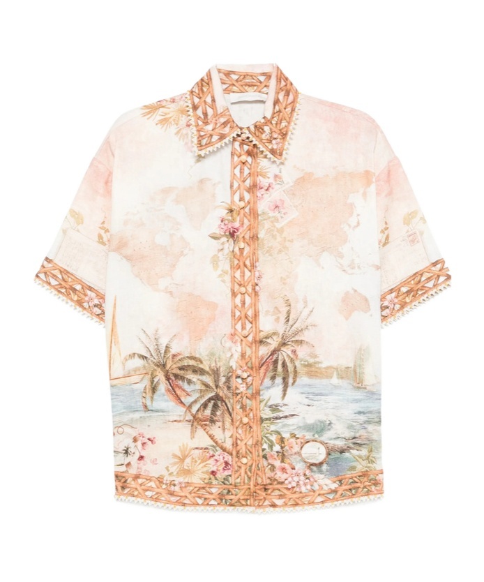 Zimmermann Mahon Island-map-print Shirt In Multi