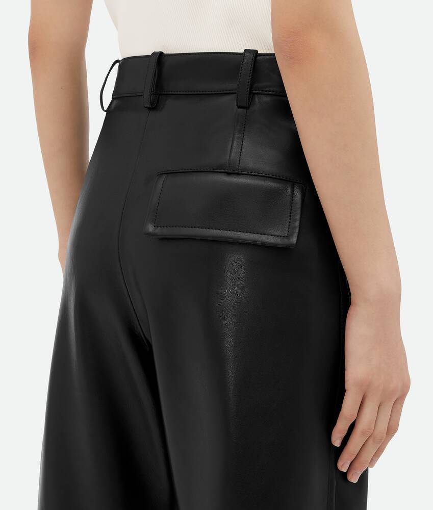 Shop Bottega Veneta Leather Rounded Leg Trousers In Black