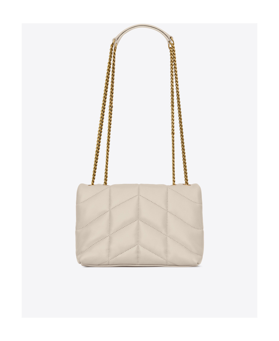 Saint Laurent Puffer Toy Quilted Mini Bag In Nude
