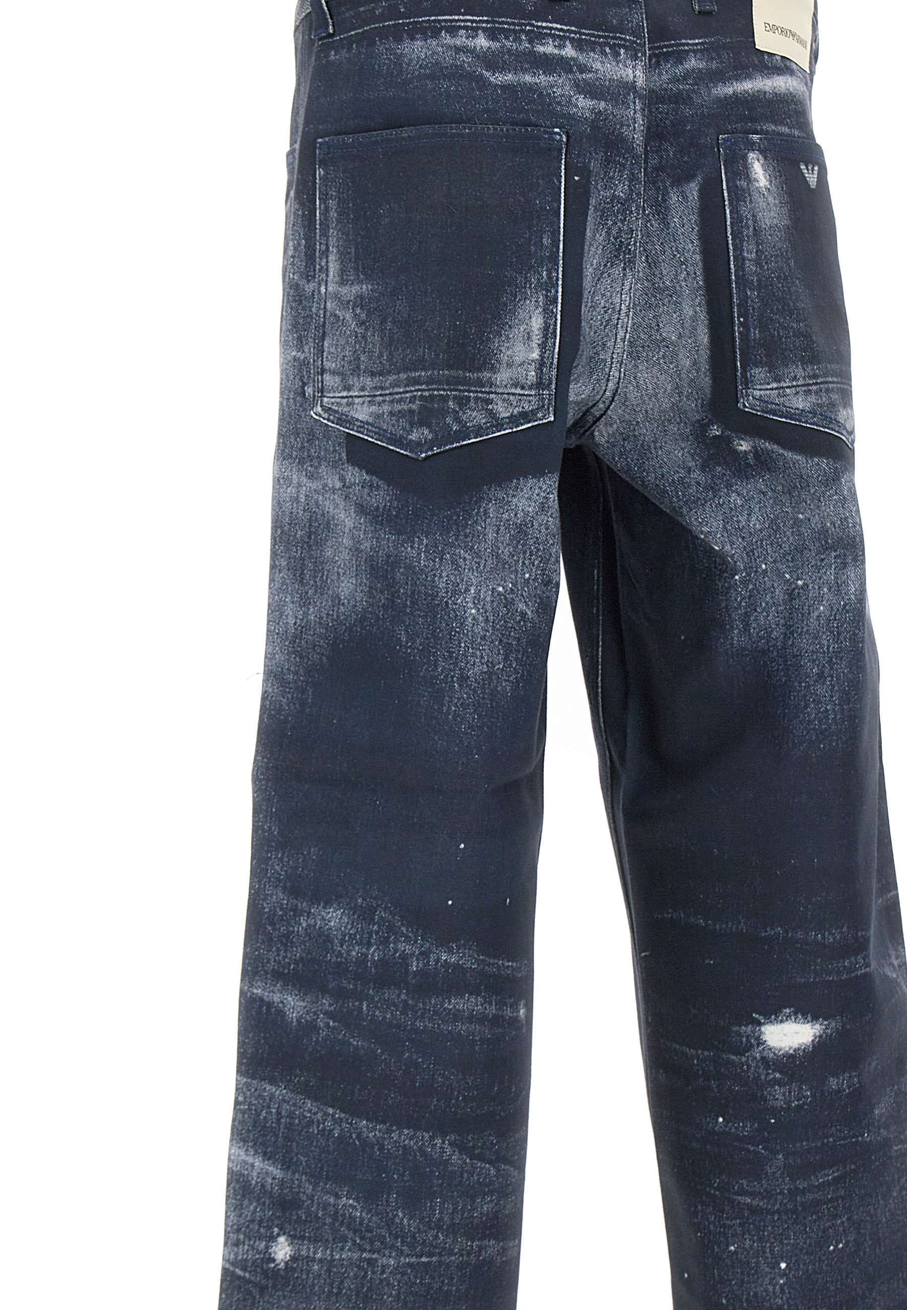 Emporio Armani Distressed Regular Fit Jeans In Black