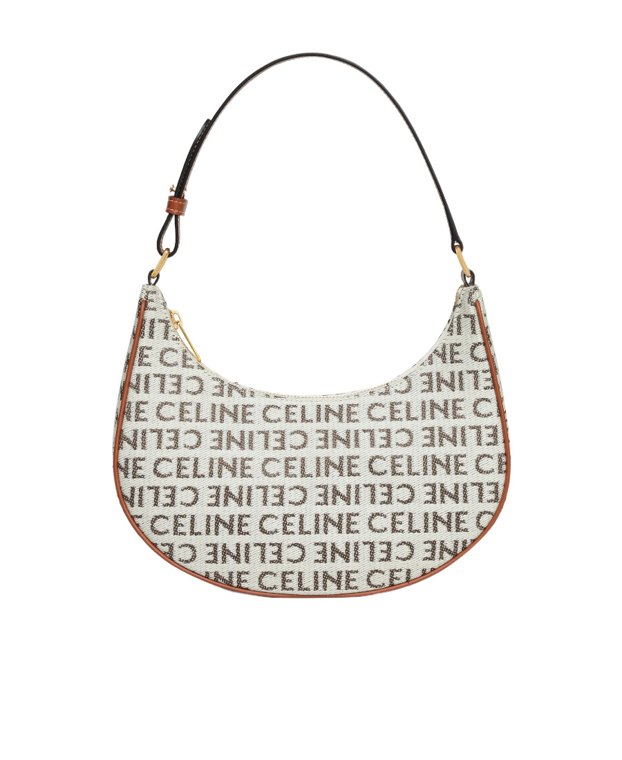 Celine Logo Shoulder Bag In White