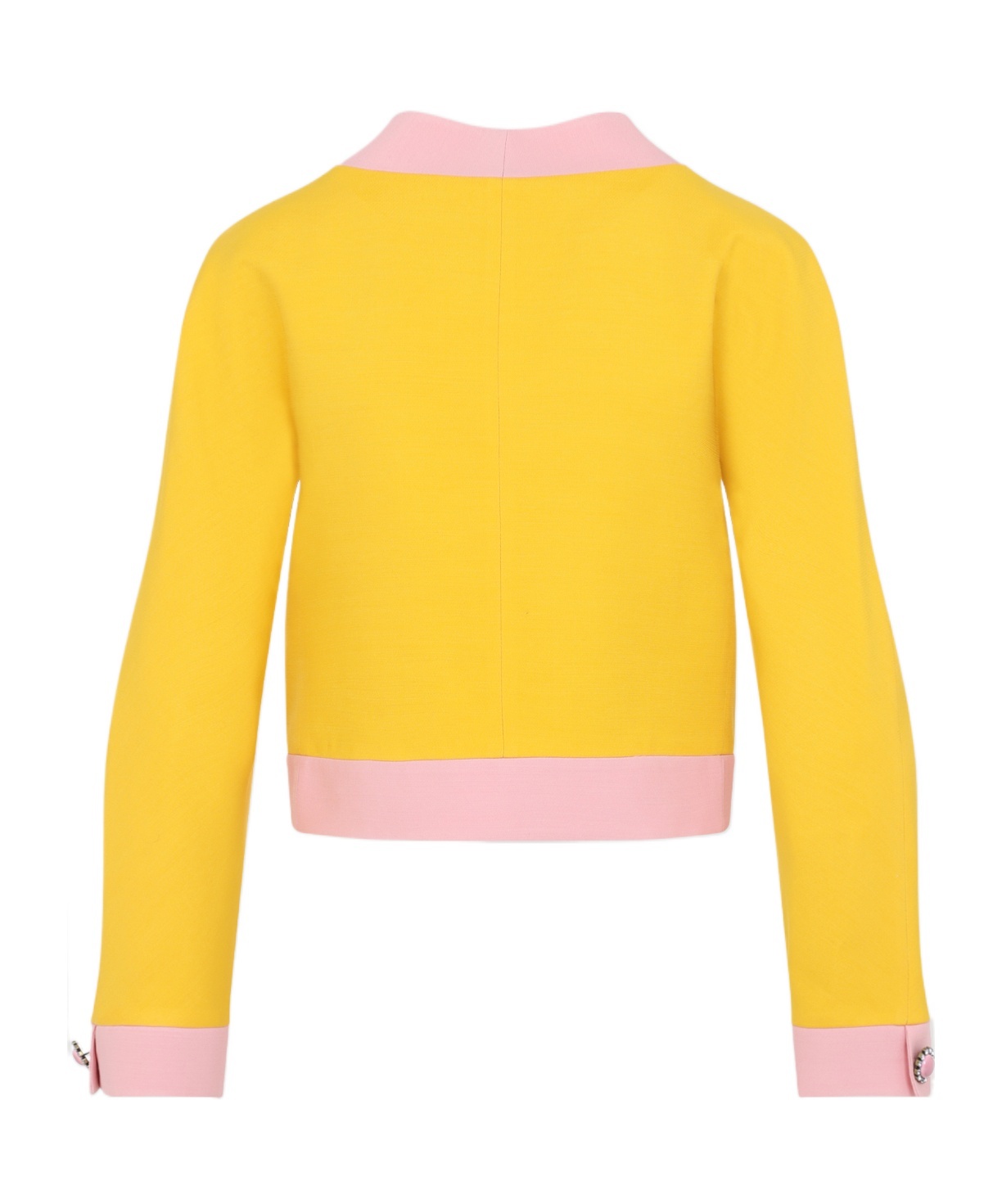 Valentino Bi-color Crystal Crepe Crop Jacket In Yellow