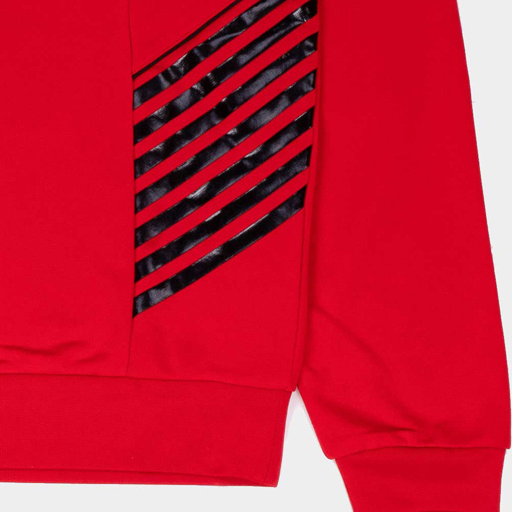 Ea7 Round Collar Long Sleeve Sweater In Red