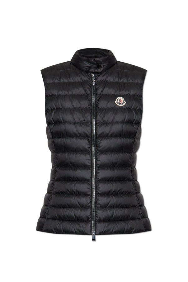 Moncler Quilted Black Vest With High Collar And Fitted Silhouette
