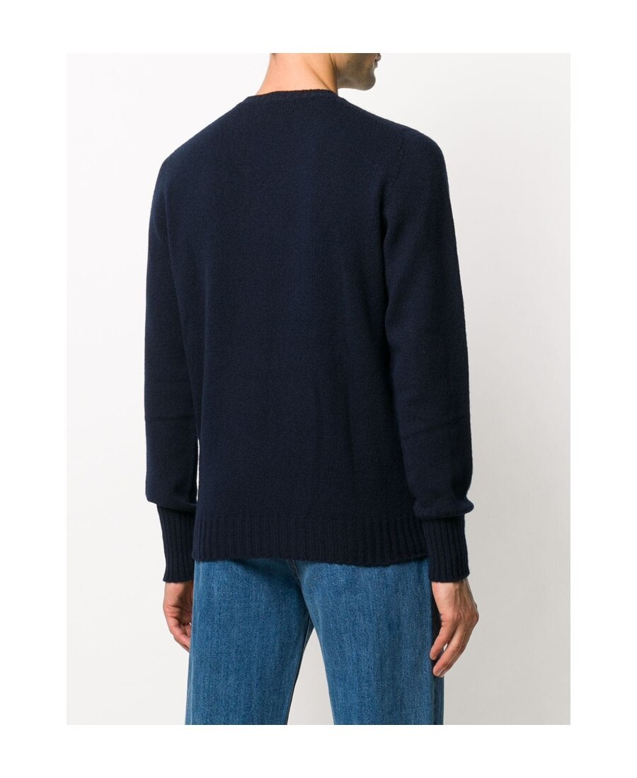Drumohr Cashmere Crewneck Sweater With Ribbed Detailing In Black