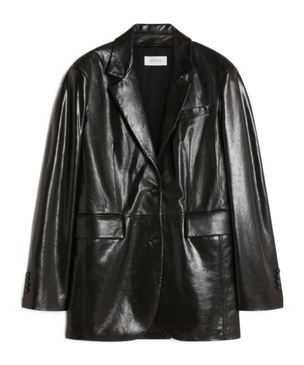 Sportmax Tailored Black Jacket With Shiny Finish In Black